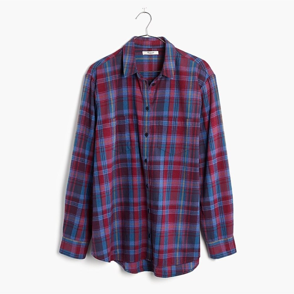 Madewell Flannel Oversized Ex-Boyfriend Shirt in Brookside Plaid, size S
